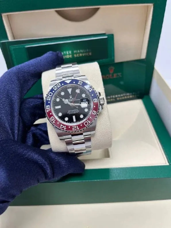 Rolex Steel GMT-Master II Blue And Red